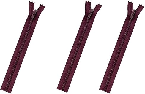 Skirt & Dress Nylon Coil Lightweight YKK Closed Bottom Zippers for Sewing Craft & Apparel - Choose Your Length - Cranberry #021- Made in The United States (3 Zippers Per Pack) (7" Inches) in Saudi Arabia