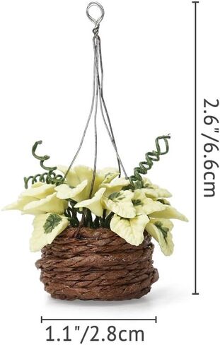 Odoria 1/12 Miniature Hanging Plants and Hook Hanger 2Pcs Mini Tiny Potted Plant Miniatures Dollhouse Decoration Accessories Doll House Accessory, Dark Green in Saudi Arabia