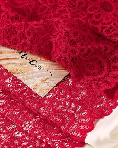8 بوصات في 5 ياردات تمتد خياطة الدانتيل تقليم الشريط المرن مرنة لفة مستمرة من أليس الحرف | أسود in Kuwait
