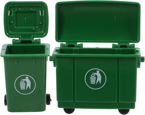 LUOZZY Miniature Trash Can Dollhouse Mini Trash Can Model Outdoor Litter Can Scene Prop Creative Tiny Garbage Can for DIY Crafts Doll House Furniture - Green, 2.2×1.6×1.1inch, 1×1.6×1.1inch in Saudi Arabia