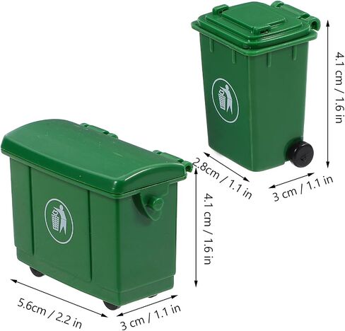 LUOZZY Miniature Trash Can Dollhouse Mini Trash Can Model Outdoor Litter Can Scene Prop Creative Tiny Garbage Can for DIY Crafts Doll House Furniture - Green, 2.2×1.6×1.1inch, 1×1.6×1.1inch in Saudi Arabia