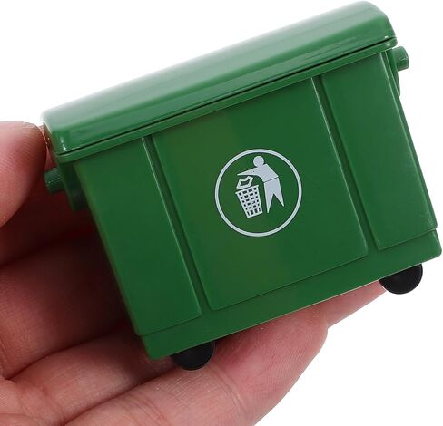 LUOZZY Miniature Trash Can Dollhouse Mini Trash Can Model Outdoor Litter Can Scene Prop Creative Tiny Garbage Can for DIY Crafts Doll House Furniture - Green, 2.2×1.6×1.1inch, 1×1.6×1.1inch in Saudi Arabia