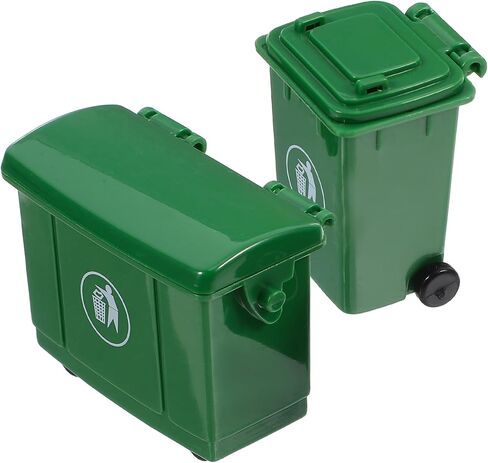 LUOZZY Miniature Trash Can Dollhouse Mini Trash Can Model Outdoor Litter Can Scene Prop Creative Tiny Garbage Can for DIY Crafts Doll House Furniture - Green, 2.2×1.6×1.1inch, 1×1.6×1.1inch in Saudi Arabia