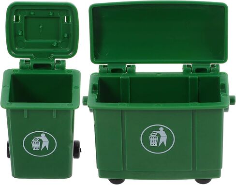 LUOZZY Miniature Trash Can Dollhouse Mini Trash Can Model Outdoor Litter Can Scene Prop Creative Tiny Garbage Can for DIY Crafts Doll House Furniture - Green, 2.2×1.6×1.1inch, 1×1.6×1.1inch in Saudi Arabia