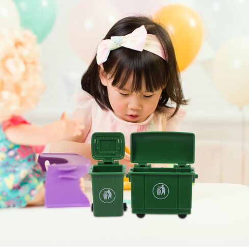 LUOZZY Miniature Trash Can Dollhouse Mini Trash Can Model Outdoor Litter Can Scene Prop Creative Tiny Garbage Can for DIY Crafts Doll House Furniture - Green, 2.2×1.6×1.1inch, 1×1.6×1.1inch in Saudi Arabia