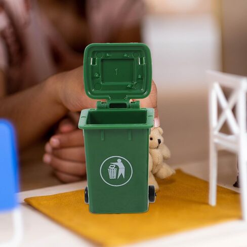 LUOZZY Miniature Trash Can Dollhouse Mini Trash Can Model Outdoor Litter Can Scene Prop Creative Tiny Garbage Can for DIY Crafts Doll House Furniture - Green, 2.2×1.6×1.1inch, 1×1.6×1.1inch in Saudi Arabia