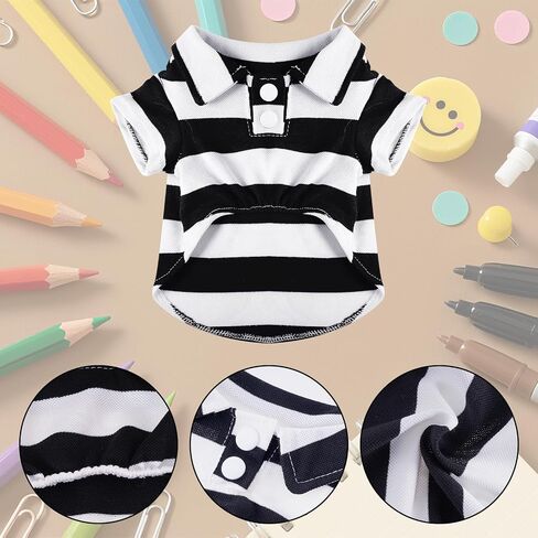 hoyuwak Halloween Artist Small Dog Costume Including Funny Black and White Striped Shirt Red Beret Bandana for Small Puppy Cat Halloween Cosplay Party in Saudi Arabia