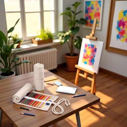Large Capacity Pen Curtain Canvas Roll Up Pencil Case 36 Slots Pencil Bag Pencils Case Wrap Roll Holder for Coloring Pencil Natural Color Pen, Pencil and Marker Cases in Saudi Arabia