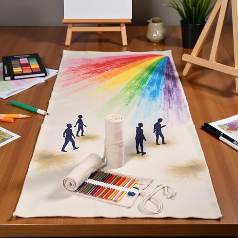 Large Capacity Pen Curtain Canvas Roll Up Pencil Case 36 Slots Pencil Bag Pencils Case Wrap Roll Holder for Coloring Pencil Natural Color Pen, Pencil and Marker Cases in Saudi Arabia