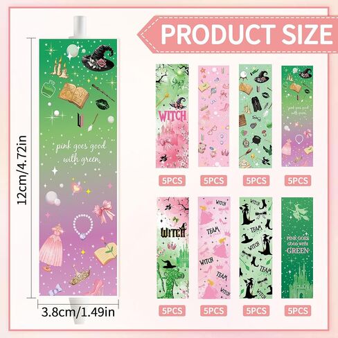 Witch UV DTF Pen Wraps Transfer - 40 PCS Pink and Green Pen Wraps UV DTF ، Design Design Wizard Doatproof UVDTF ، فيلم DIY Pencil Point Point Point Point Point in Saudi Arabia