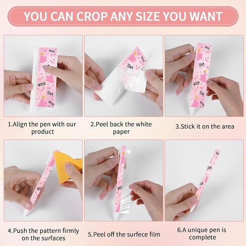 Witch UV DTF Pen Wraps Transfer - 40 PCS Pink and Green Pen Wraps UV DTF ، Design Design Wizard Doatproof UVDTF ، فيلم DIY Pencil Point Point Point Point Point in Saudi Arabia