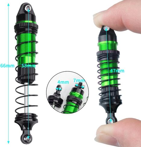 4PCS Aluminum Front Rear Shock Absorber RC Damper for Losi 1/18 Mini LMT 4X4 Brushed Monster Truck RTR Upgrade Parts (Green) in Saudi Arabia
