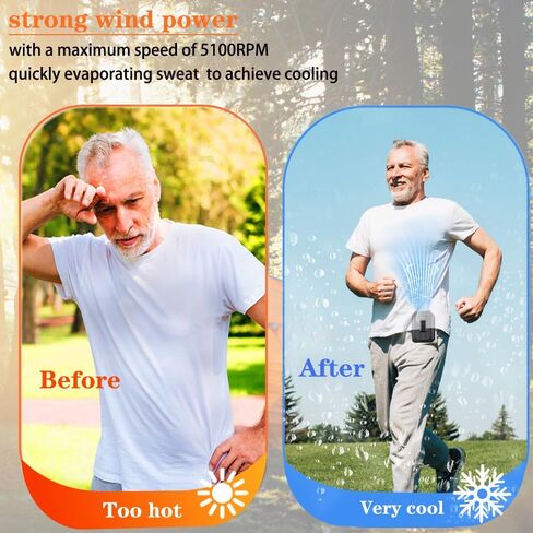 ترقية مروحة مشبك الخصر، مروحة يمكن ارتداؤها، مروحة جسم شخصية محمولة، قوية 8000 مللي أمبير في الساعة، مروحة تبريد ومنع ضربات الحرارة تصل إلى 23 ساعة (رمادي / 8000 مللي أمبير في الساعة) in Kuwait