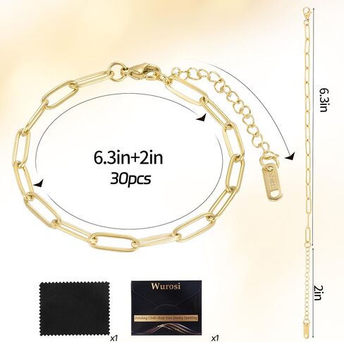 30PCS 18K Gold Plated Charm Bracelet Chains 6.3Inch Stainless Steel Bracelets Chain Bulk Link Bracelet with Lobster Clasps for Women DIY Bracelets Crafts Supplies(Gold+Silver) in Kuwait