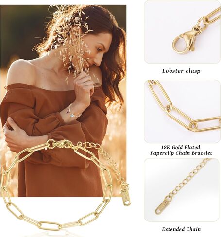 30PCS 18K Gold Plated Charm Bracelet Chains 6.3Inch Stainless Steel Bracelets Chain Bulk Link Bracelet with Lobster Clasps for Women DIY Bracelets Crafts Supplies(Gold+Silver) in Kuwait