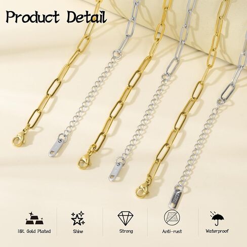 30PCS 18K Gold Plated Charm Bracelet Chains 6.3Inch Stainless Steel Bracelets Chain Bulk Link Bracelet with Lobster Clasps for Women DIY Bracelets Crafts Supplies(Gold+Silver) in Kuwait