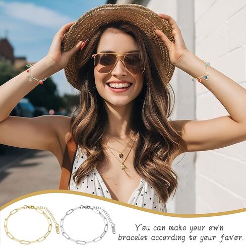 30PCS 18K Gold Plated Charm Bracelet Chains 6.3Inch Stainless Steel Bracelets Chain Bulk Link Bracelet with Lobster Clasps for Women DIY Bracelets Crafts Supplies(Gold+Silver) in Kuwait