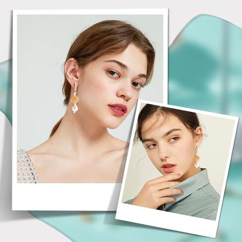 Beebeecraft 10Pcs/Box Pearl Earring Findings 18K Gold Plated Brass Rectangle Earring with 925 Sterling Silver Pins and 10Pcs Buterfly Ear Backs for DIY Earring Jewelry Making, 0.55in in Saudi Arabia