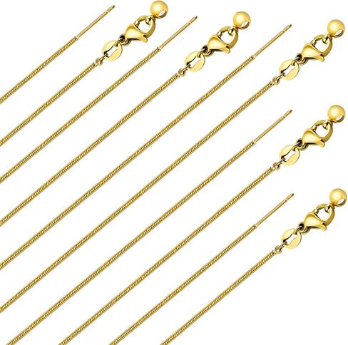 Gtvoodx 10pcs 18K الذهب مطلي بالذهول سلسلة الأفعى قلادة من الفولاذ المقاوم للصدأ 1 ملم قلادة قابلة للتعديل مع سدادات مطاطية لصنع المجوهرات 20 بوصة in Kuwait