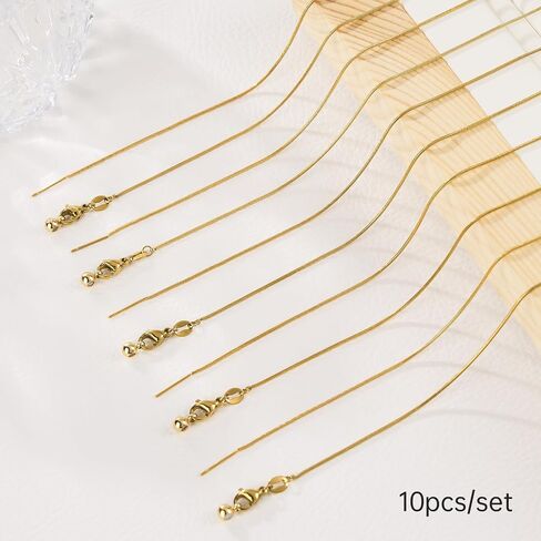 Gtvoodx 10pcs 18K الذهب مطلي بالذهول سلسلة الأفعى قلادة من الفولاذ المقاوم للصدأ 1 ملم قلادة قابلة للتعديل مع سدادات مطاطية لصنع المجوهرات 20 بوصة in Kuwait