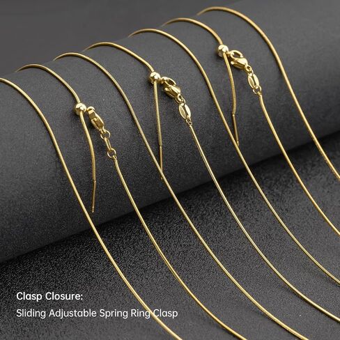 Gtvoodx 10pcs 18K الذهب مطلي بالذهول سلسلة الأفعى قلادة من الفولاذ المقاوم للصدأ 1 ملم قلادة قابلة للتعديل مع سدادات مطاطية لصنع المجوهرات 20 بوصة in Kuwait