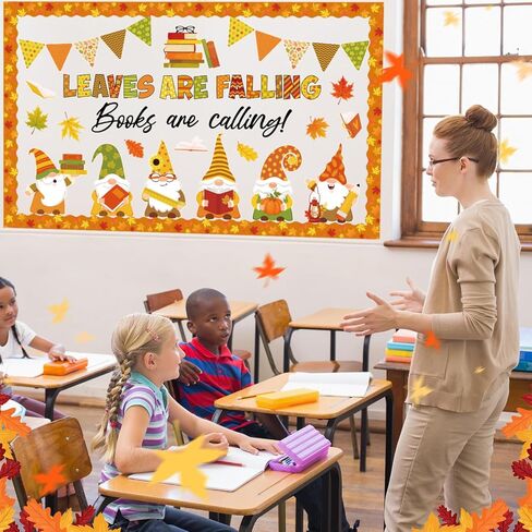 Pasimy 3D Fall Bulletin Board Decorations Set Reading Classroom Decor DIY Christian Maple Gnome Coffee Book Pumpkin Cutouts Autumn Paper Fan Border for Thanksgiving School Office Door Supplies(Books) in Saudi Arabia