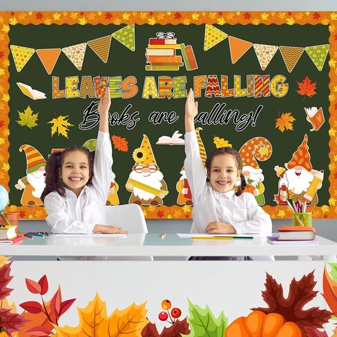 Pasimy 3D Fall Bulletin Board Decorations Set Reading Classroom Decor DIY Christian Maple Gnome Coffee Book Pumpkin Cutouts Autumn Paper Fan Border for Thanksgiving School Office Door Supplies(Books) in Saudi Arabia