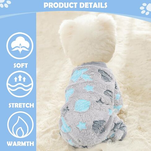 Fleece Dog PJS - ملابس جرو صغيرة جدًا ، ناعمة وممتدة للكلاب لشيهواهوا يوركي كات ، XS in Kuwait
