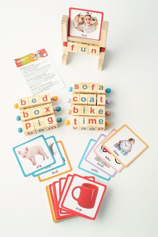 Montessori Reading Blocks & Flash Cards Set – Short Vowel Spinning Rods, Sight Word Games for Preschool Kids – Educational Toys for Phonics, Literacy & Spelling – Montessori Toys for 4 Year Old in Saudi Arabia