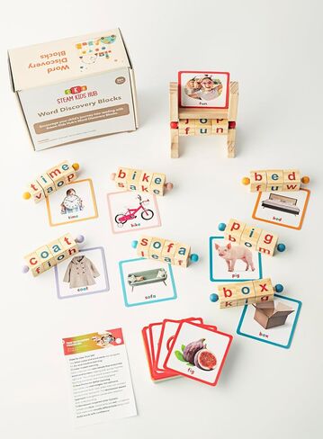 Montessori Reading Blocks & Flash Cards Set – Short Vowel Spinning Rods, Sight Word Games for Preschool Kids – Educational Toys for Phonics, Literacy & Spelling – Montessori Toys for 4 Year Old in Saudi Arabia