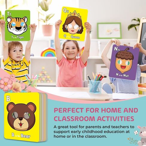 Alphabet Flash Cards,Giant ABC Animal Flash Cards for Toddler 3-5,26 Lowercase and Uppercase Letter Cards,Educational Learning Games for Kids,Preschool Kindergarten Toys in Saudi Arabia