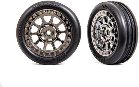 Traxxas Tyre and Wheels Black Chrome 2.2 Inch Ribbd FR Tyre 2471t in Saudi Arabia