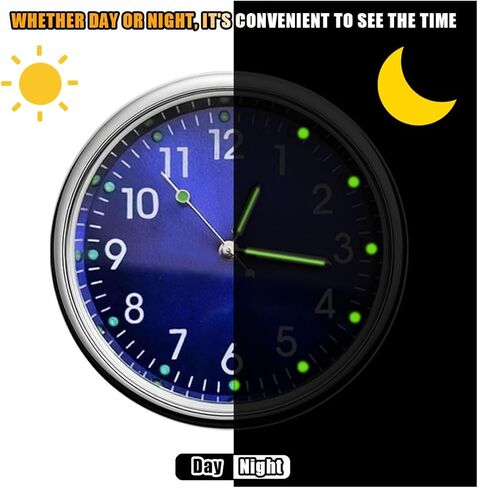 2PCS Car Mini Clock, Car Luminous Clock with Adhesive, Car Air Vent Clip Quartz Clocks, Car Dashboard Clocks, Universal Car Watch Accessories for Home Boat Truck SUV Car (Black+Blue) in Kuwait
