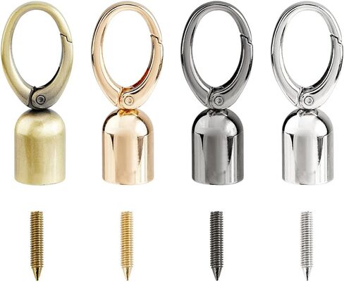 Hobbspring 4 Pcs Cord End Caps 4 Colors Leather Bag Cord End Clasps with Screws Barrel Cord End Caps with Snap Hook for Tassel Handbag Strap DIY Crafts Jewelry Making in Saudi Arabia