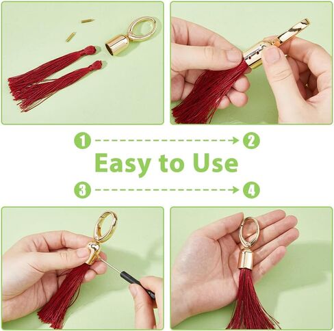 Hobbspring 4 Pcs Cord End Caps 4 Colors Leather Bag Cord End Clasps with Screws Barrel Cord End Caps with Snap Hook for Tassel Handbag Strap DIY Crafts Jewelry Making in Saudi Arabia