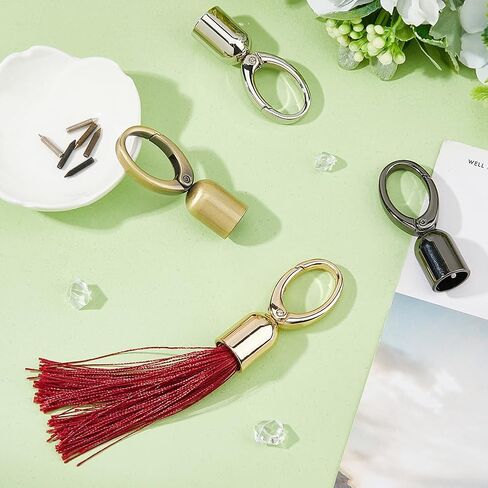 Hobbspring 4 Pcs Cord End Caps 4 Colors Leather Bag Cord End Clasps with Screws Barrel Cord End Caps with Snap Hook for Tassel Handbag Strap DIY Crafts Jewelry Making in Saudi Arabia