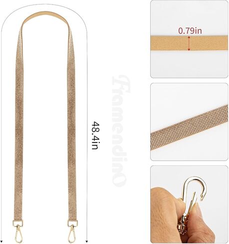 Framendino, Rhinestone Purse Straps Crystal Crossbody Bag Strap Replacement for Women (Silver) in Saudi Arabia