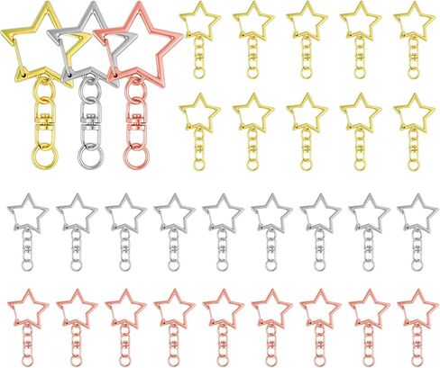 30pcs Star Clasps Star Clips for Keychains Spring Snap Keychain Clip Spring Snap Hook with Chain Hanging Buckle and Open Jump Ring Metal Swivel Snaps Hook Key Ring DIY Key Rings Connector Accessories in Saudi Arabia
