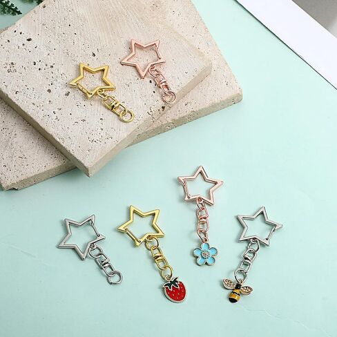 30pcs Star Clasps Star Clips for Keychains Spring Snap Keychain Clip Spring Snap Hook with Chain Hanging Buckle and Open Jump Ring Metal Swivel Snaps Hook Key Ring DIY Key Rings Connector Accessories in Saudi Arabia