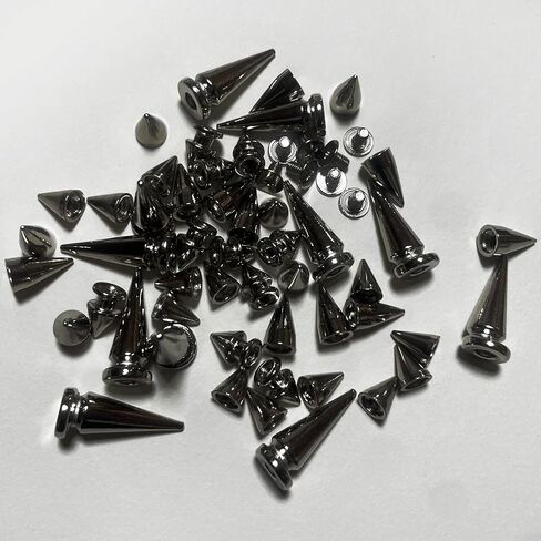 NQJNQJ 80 Pcs Punk Spikes and Studs Kit, Metal Cone Spike Studs Rivets 4 Sizes for DIY Punk Crafts, Belts, Shoes, Clothing, Leather Jackets (Gun Metal) in Kuwait