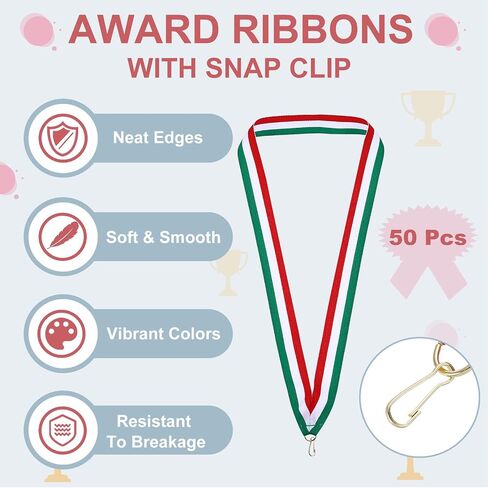 PATIKIL Award Neck Ribbons, 50 Pack Polyester Medal Lanyards with Snap Clip Blank Award Ribbon for Competitions Achievement Sports Party, Pink in Saudi Arabia