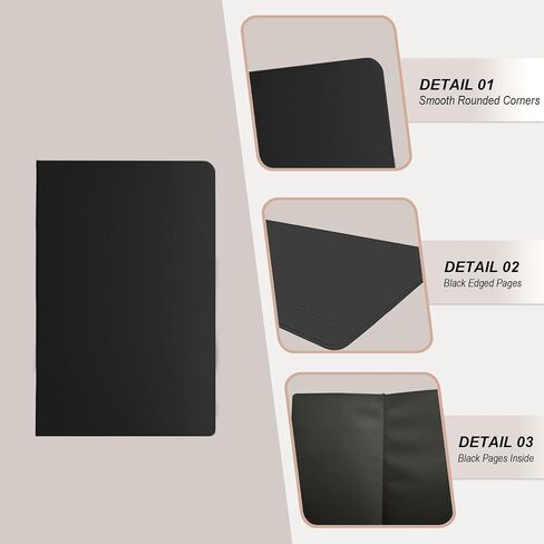 XIAMUY Black Paper Journal, Blank Notebook With Black Inner Pages, A5 Hardcover Notebook For Sketch Or Writing, 200 Pages (100 Sheets) in Saudi Arabia