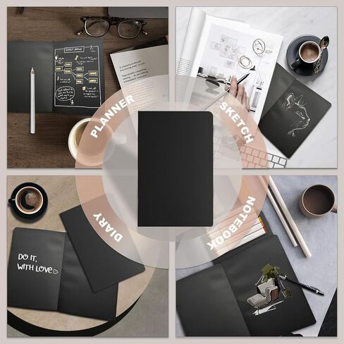 XIAMUY Black Paper Journal, Blank Notebook With Black Inner Pages, A5 Hardcover Notebook For Sketch Or Writing, 200 Pages (100 Sheets) in Saudi Arabia