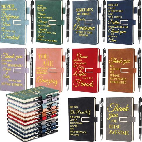 Chuangdi 20 Pcs Employee Appreciation Gift Bulk A5 Leather Thank You Gifts 10 Inspirational Notebook and 10 Motivational Metal Ballpoint Pen for Teacher Nurse Coworker Staff Worker CNA Week in Saudi Arabia