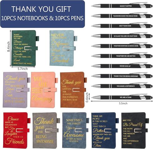 Chuangdi 20 Pcs Employee Appreciation Gift Bulk A5 Leather Thank You Gifts 10 Inspirational Notebook and 10 Motivational Metal Ballpoint Pen for Teacher Nurse Coworker Staff Worker CNA Week in Saudi Arabia