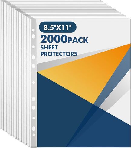 2000 Pack Sheet Protectors 8.5 x 11 Inch Clear Plastic Page Protectors 11-Hole Fit for 3 Ring Binder Plastic Sleeves for Papers, Document, Letter Size, Photo, Office, Home in Saudi Arabia