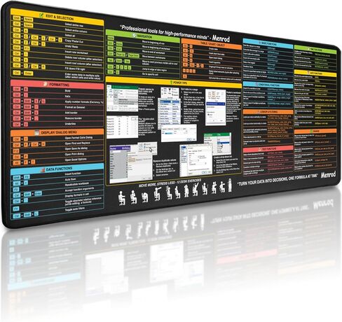Excel اختصارات مفاتيح لوحة الماوس - حصيرة مكتب كبيرة لسطح المكتب 31.5 "x11.8" - Excel Cheat Sheet Desk Pad - Office Desk Office & Mousepad - جودة طباعة متميزة - لوحة مكتب الألعاب in Saudi Arabia