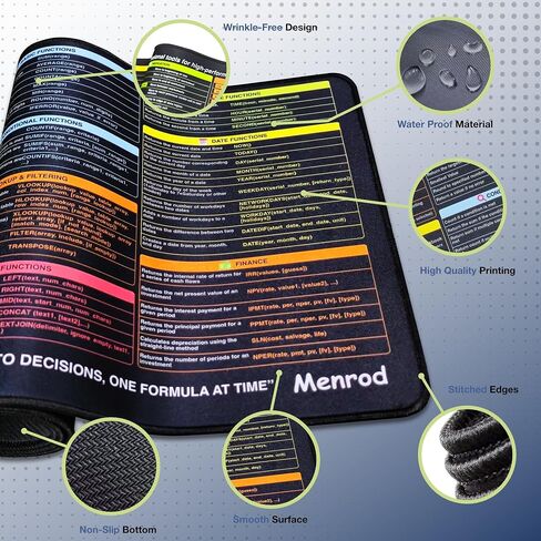 Excel اختصارات مفاتيح لوحة الماوس - حصيرة مكتب كبيرة لسطح المكتب 31.5 "x11.8" - Excel Cheat Sheet Desk Pad - Office Desk Office & Mousepad - جودة طباعة متميزة - لوحة مكتب الألعاب in Saudi Arabia