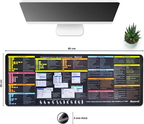 Excel اختصارات مفاتيح لوحة الماوس - حصيرة مكتب كبيرة لسطح المكتب 31.5 "x11.8" - Excel Cheat Sheet Desk Pad - Office Desk Office & Mousepad - جودة طباعة متميزة - لوحة مكتب الألعاب in Saudi Arabia