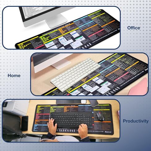 Excel اختصارات مفاتيح لوحة الماوس - حصيرة مكتب كبيرة لسطح المكتب 31.5 "x11.8" - Excel Cheat Sheet Desk Pad - Office Desk Office & Mousepad - جودة طباعة متميزة - لوحة مكتب الألعاب in Saudi Arabia